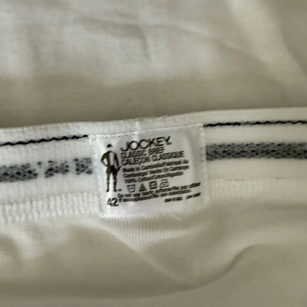 3 Pair  Y-FRONT  Vintage Men's Jockey Classic Briefs  White Cotton Size 42 NWOT